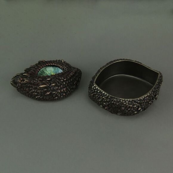 Antique Bronze Finish Thorny Dragon Eye Trinket / Stash Box - Picture 3 of 3